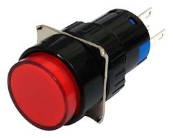 MP-PB5-AA3BR112V-IP40-8 - Industrial Pushbutton Switch, 12V LED, 0.472 ", SPDT, Momentary, Round Flat, Red - MULTICOMP PRO