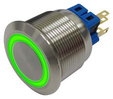 MP-PB7-03LB5CFRG12V - Vandal Resistant Switch, 12V LED, 0.984 ", SPDT, Latching, Round Flat, Natural - MULTICOMP PRO