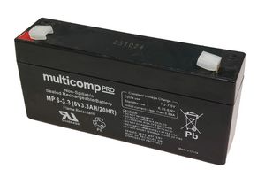 MP6-3.3 - Rechargeable Battery, 6 V, Lead Acid, 3.3 Ah, Quick Connect, 1 - MULTICOMP PRO