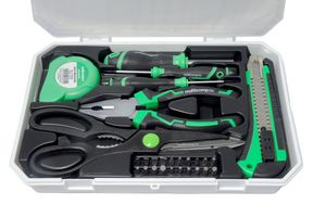 MP013669 - Tool Set, 27-Pcs of Cutter Knife, Screwdriver Handle, Bits, 3M Measuring Tape, Scissors & Pliers - MULTICOMP PRO
