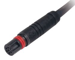 MP013730 - Sensor Cable, IP67, 1A, Black, Mini Plug, Free End, 6 Positions, 500 mm, 19.7 ", MP LEV connectors - MULTICOMP PRO