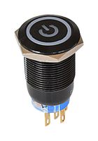 MPPK-19M13FQW4AS-ABTN - Vandal Resistant Switch, 24VDC LED, 19 mm, SPDT, Momentary, Round Flat, Natural - MULTICOMP PRO