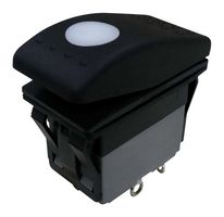 MPX5-264FNN-1ABD-3KN-S - Rocker Switch, 12VDC LED, IP67, (On)-Off-(On), DPDT, Illuminated, Panel, Snap-In, Black - MULTICOMP PRO