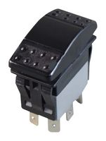 MPX5-264ANN-NABA-1NN-S - Rocker Switch, IP67, (On)-Off-(On), DPDT, Non Illuminated, Panel, Snap-In, Black - MULTICOMP PRO