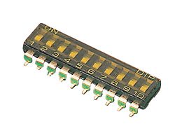MCEMR-10-T-V - DIP / SIP Switch, 10 Circuits, Recessed, Surface Mount, SPST-NO, 24 V, 25 mA - MULTICOMP PRO