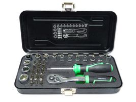MP14-SS23018D - Socket Tool Set, 1/4" Drive, Hex/Phillips/Slotted Bits/Coupler/Ratchet Handle/Bit Holder, 32 Pieces - MULTICOMP PRO