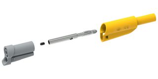 MP771082 - Banana Test Lead, 4mm Banana Plug, Stackable, Free End, 2.32 ", 59 mm, Yellow, 36 A - MULTICOMP PRO