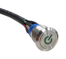 MPB19-A0F10R-712-T1Q - Vandal Resistant Switch, Ring Illuminated, 12V, MPB19/25 Series, 19 mm, SPST-NO, SPST-NC, Momentary - MULTICOMP PRO