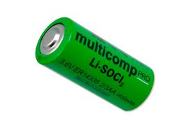 MP013862 - Battery, 3.6 V, 2/3AA, Lithium Thionyl Chloride, 1.65 Ah, Raised Positive and Negative, 1 - MULTICOMP PRO