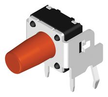 MPDTSA-61K-V - Tactile Switch, SPST-NO-DB, Black, Side Actuated, Through Hole, Right Angle, Round Button, 100 gf - MULTICOMP PRO
