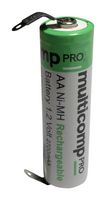 MP001175 - Rechargeable Battery, 1.2 V, Nickel Metal Hydride, 2.7 Ah, AA, Solder Tag, 1 - MULTICOMP PRO