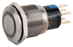 MPF24S1-12G44GFS002 - Vandal Resistant Switch, 24V LED, MPF Series, 19 mm, DPST-NO, DPST-NC, Momentary, Round Flush - MULTICOMP PRO