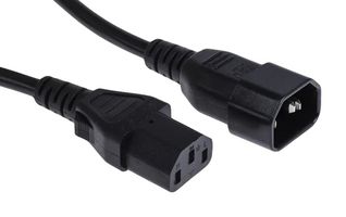 MP-FCR72039 - Mains Power Cord, PVC, IEC 320 C13 to IEC 320 C14, 2 m, 10 A, 250 VAC, Black - MULTICOMP PRO