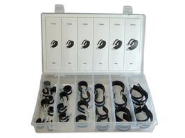 MP014765 - Rubber Insulated Clamp, 28 Pieces of 10mm, 13mm, 16mm, 19mm, 27mm, 35mm Clamp Assortment - MULTICOMP PRO