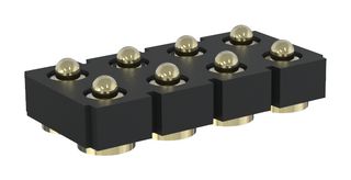 MP015208 - Spring Loaded Connector, Pogo Pin Header, 2.54 mm, 2 Row, 8 Contacts, Surface Mount, Brass - MULTICOMP PRO