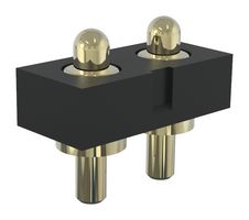 MP015216 - Spring Loaded Connector, Pogo Pin Header, 2.54 mm, 1 Row, 2 Contacts, Through Hole Mount, Brass - MULTICOMP PRO