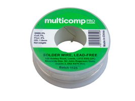 MP015409 - Solder Wire, Lead Free, 1 mm Diameter, 232°C, 99.3, 0.7 Sn, Cu, 30 G - MULTICOMP PRO