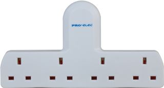 2368 - Mains Adapter, UK Mains, 4 x UK Mains, 13 A, White, 250 V - PRO ELEC