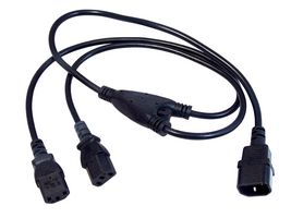 MP015739 - Mains Power Cord, IEC 60320 C14 to 2x IEC 60320 C13, 1 m, Black - MULTICOMP PRO