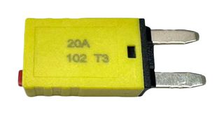 MP015931 - Thermal Circuit Breaker, Mini Type T3, MP 102 Series, 20 A, 1 Pole, 28 V, Auto Fuse Holder - MULTICOMP PRO