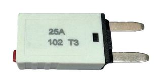 MP015932 - Thermal Circuit Breaker, Mini Type T3, MP 102 Series, 25 A, 1 Pole, 28 V, Auto Fuse Holder - MULTICOMP PRO