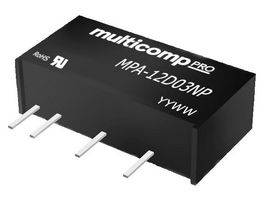 MPA-12D03NP - Isolated Through Hole DC/DC Converter, ITE & Industrial, SIP, 1 W, 2 Output, 3.3 V - MULTICOMP PRO