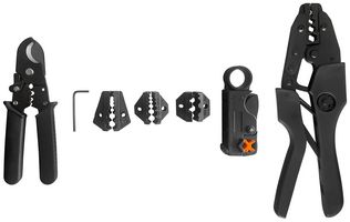 MP-C25384A - Crimping Tool Set, 1x of Terminal Crimping Pliers, Cable Striper, Coaxial Striper, Hex Key - MULTICOMP PRO