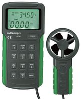 MP361 - Anemometer, LCD Display, 2m/s to 30m/s, 0 °C, 40 °C, 0% to 75%, 162 mm - MULTICOMP PRO