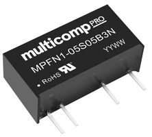 MPFN1-24S24B3N - Isolated Through Hole DC/DC Converter, ITE, SIP, 1 W, 1 Output, 24 V - MULTICOMP PRO