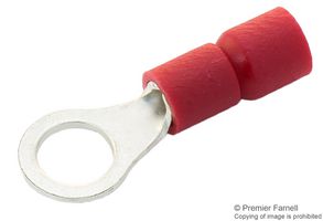 RVE1-6 - Ring Tongue Terminal, M6, 1/4", 16 AWG, 1.25 mm², RVE, Red - MULTICOMP PRO