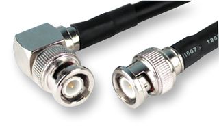 1337772-1 - RF / Coaxial Cable Assembly, 90° BNC Plug to BNC Plug, RG58, 50 ohm, 9.84 ", 250 mm, Black - GREENPAR - TE CONNECTIVITY