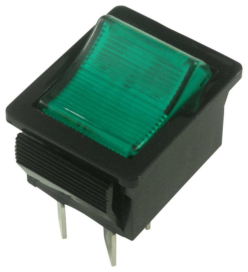 C1553VQNAL SWITCH, DPST, GREEN, 16A, 250V ARCOLECTRIC (BULGIN LIMITED)