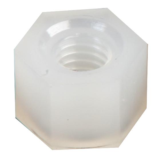 D01486 HEX THREADED SPACER, NYLON66, NATURAL DURATOOL