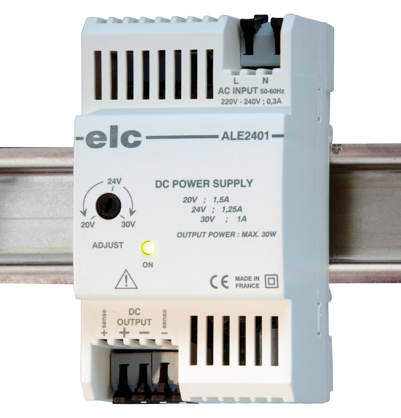 ALE2401 REGULATED POWER SUPPLY, DIN RAIL, 30W ELC