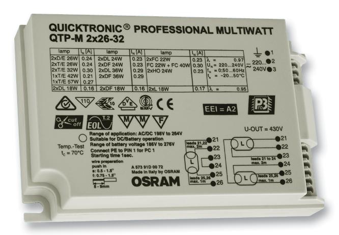 QTPM226-32 CONTROL GEAR, S ECG, 2X26W-32W OSRAM