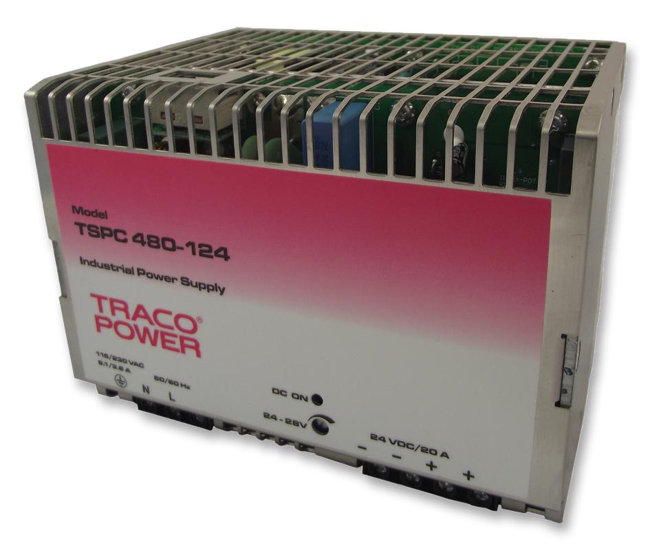 TSPC 480-124 PSU, AC/DC, 24V, 20A, 480W, DIN TRACO POWER
