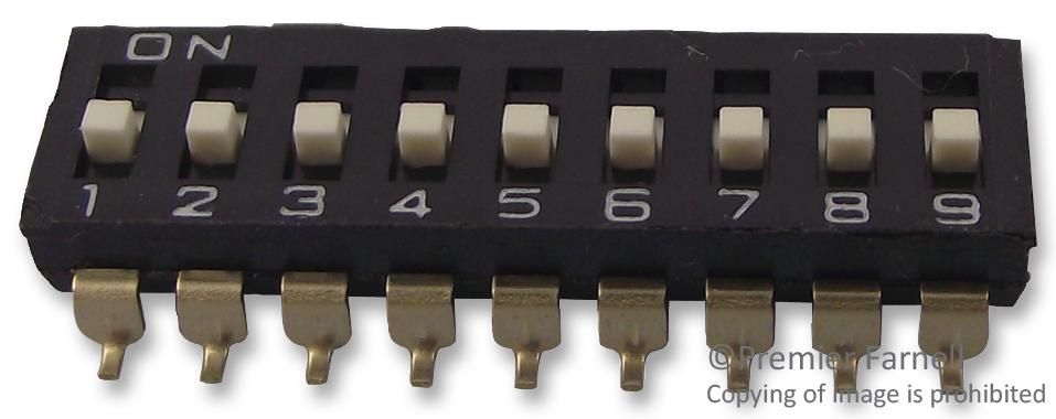 A6S9104H SWITCH, DIP, RAISED ACTUATOR, 9 WAY OMRON