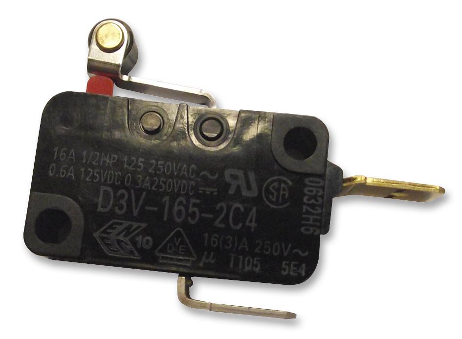 D3V-165-2C4 MICROSWITCH, SPST-NC, 16A, SHORT ROLLER OMRON