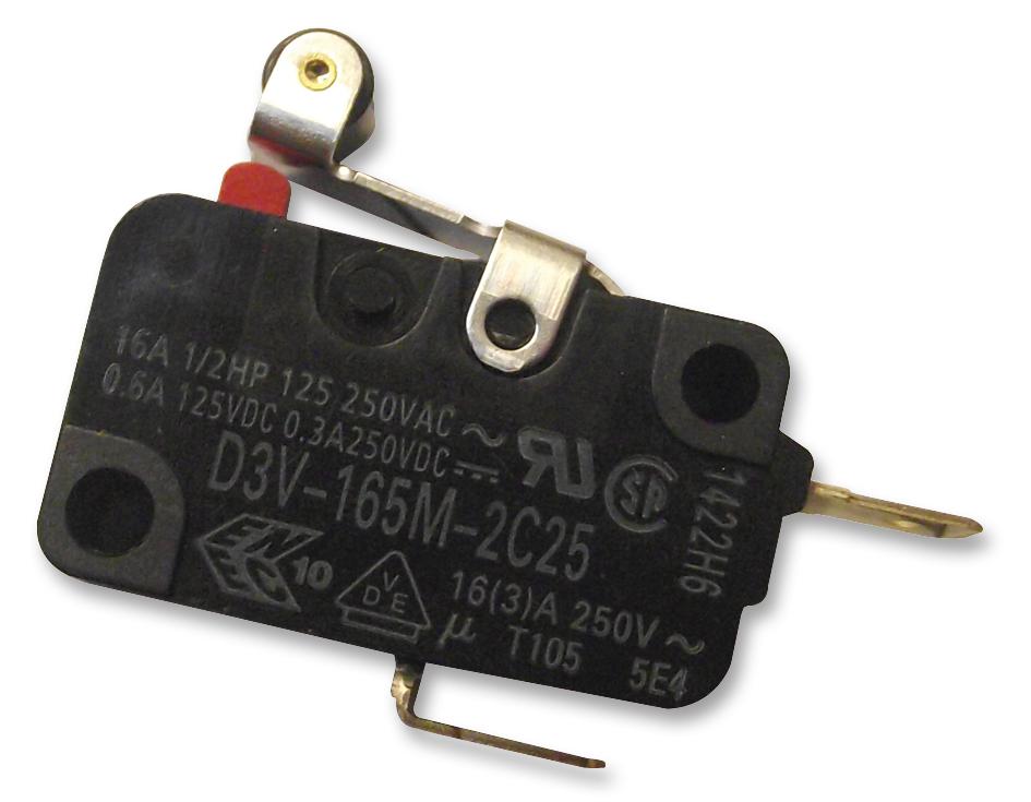 D3V-165M-2C25 MICROSWITCH, SPST-NC, 16A, SHORT ROLLER OMRON