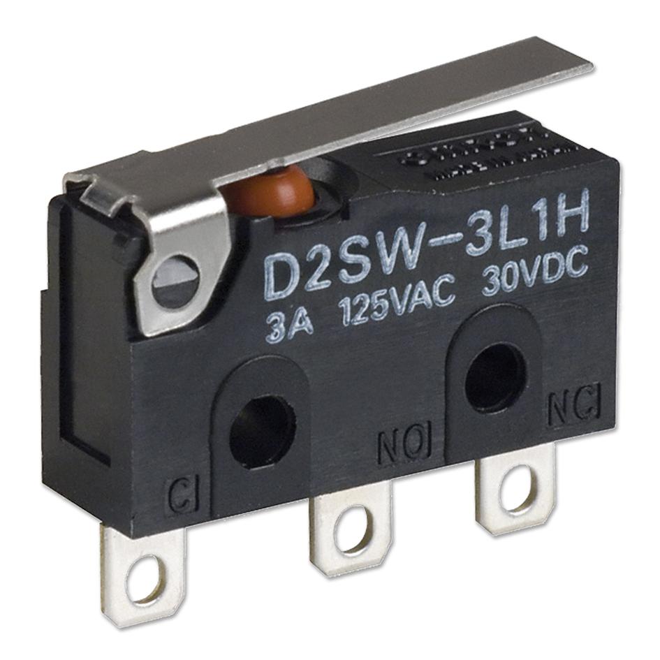 D2SW-3L1D MICROSWITCH, SPDT, 3A, SIM LEVER, PCB OMRON