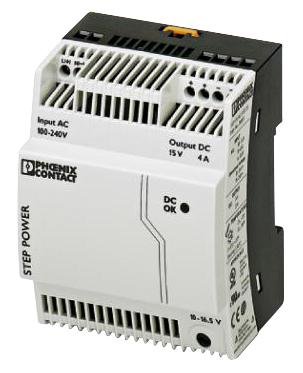 STEP-PS/1AC/15DC/4 PSU, DIN RAIL, 15V, 4A PHOENIX CONTACT