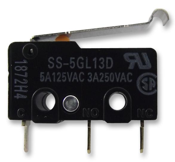 SS-5GL13D MICROSWITCH, 5A, SIM ROLLER, SPDT, PCB OMRON