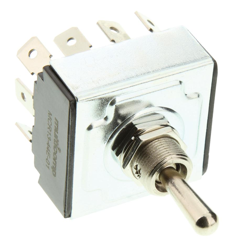 MCR13-44E-01 SWITCH, TOGGLE, 4PDT ON-OFF-ON, SQ MULTICOMP