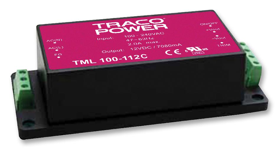 TML 100-112C POWER SUPPLY, AC/DC, 7A, 12V, 85W TRACO POWER