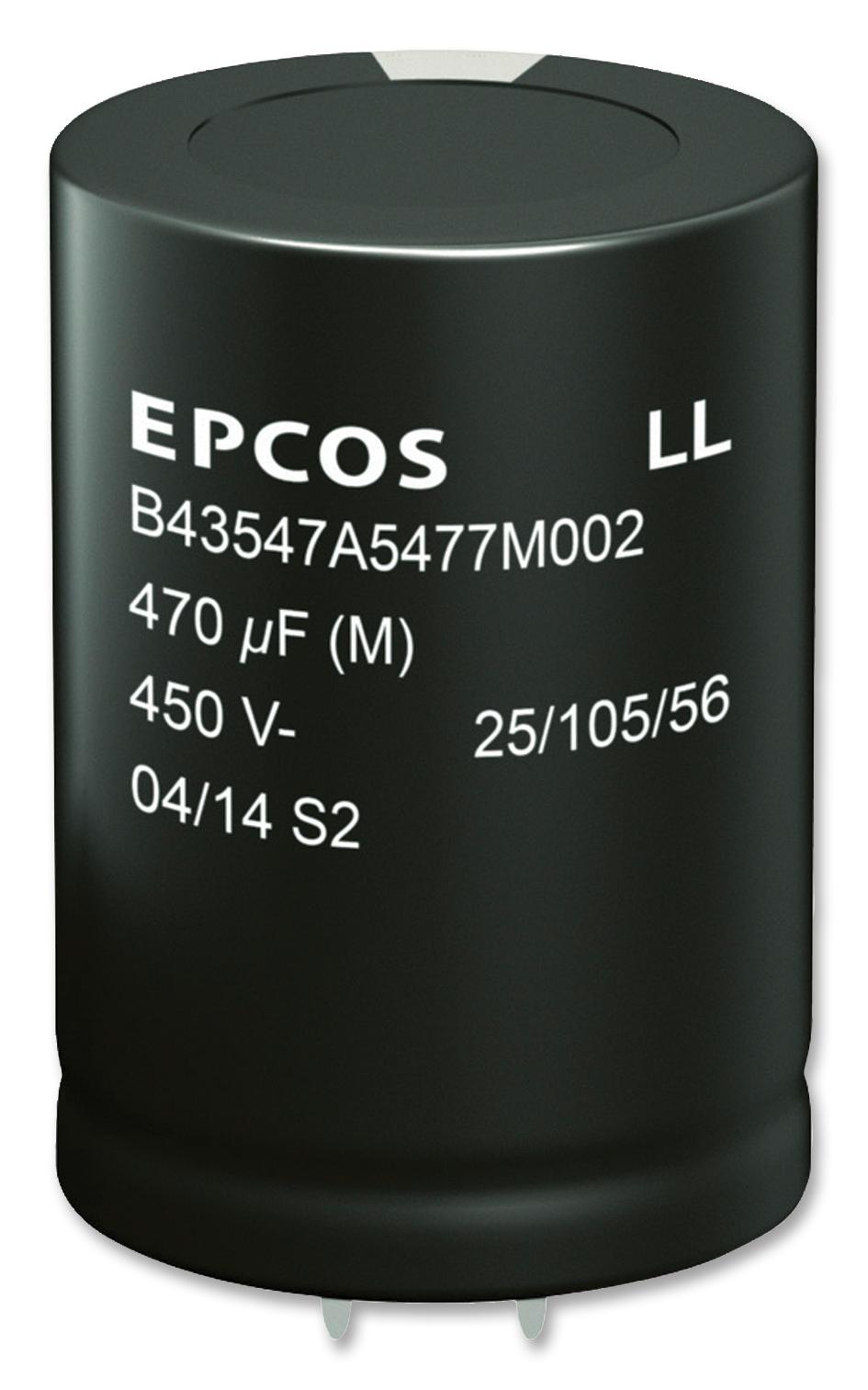 B43547A5477M000 CAP, 470µF, 450V, ALU ELEC, SNAP-IN EPCOS