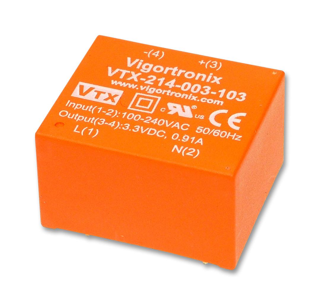 VTX-214-003-105 AC-DC CONV, FIXED, 1 O/P, 3W, 5V VIGORTRONIX