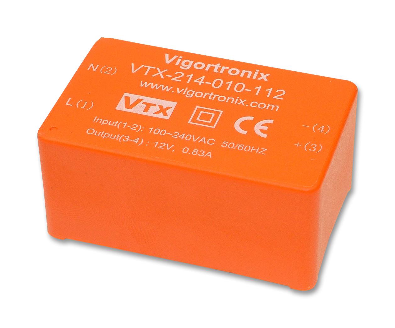 VTX-214-010-112 AC-DC CONV, FIXED, 1 O/P, 10W, 12V VIGORTRONIX