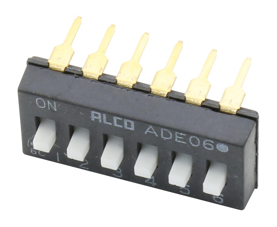 1825360-4. DIP SWITCH, 6POS, SPST, SLIDE ALCOSWITCH - TE CONNECTIVITY