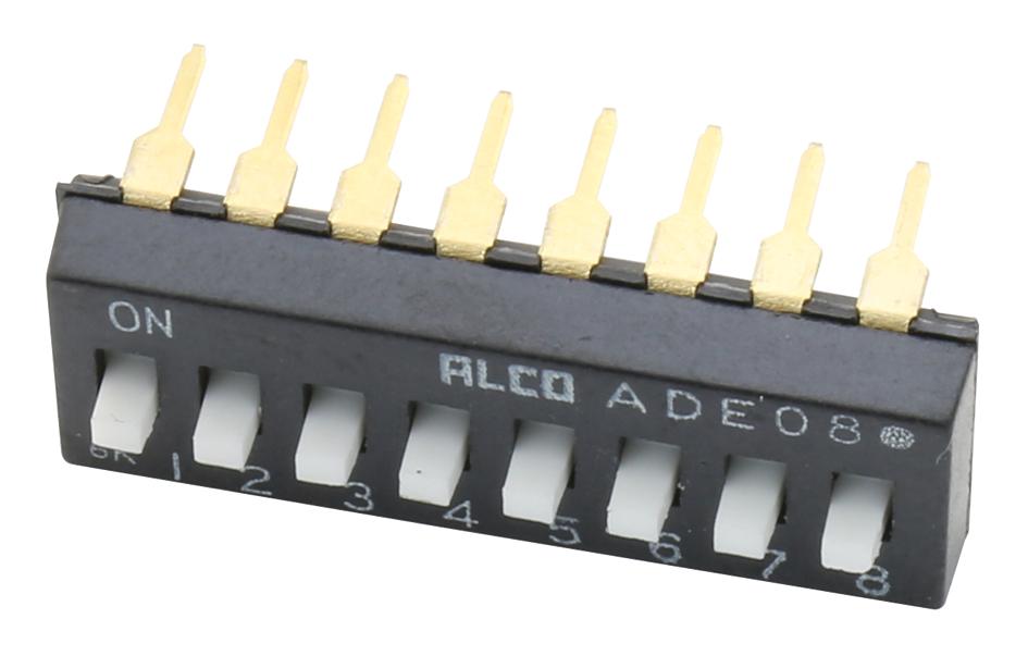 1825360-5 DIP SWITCH, 8POS, SPST, SLIDE ALCOSWITCH - TE CONNECTIVITY