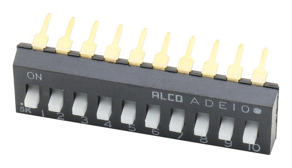 1825360-6. DIP SWITCH, 10POS, SPST, SLIDE ALCOSWITCH - TE CONNECTIVITY